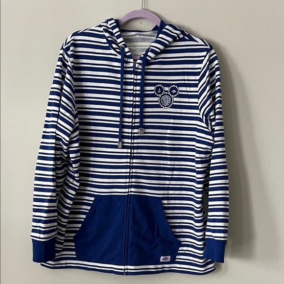 Disney Tops - Disney Cruise Line Exclusive Navy and White Striped Zip Sweatshirt